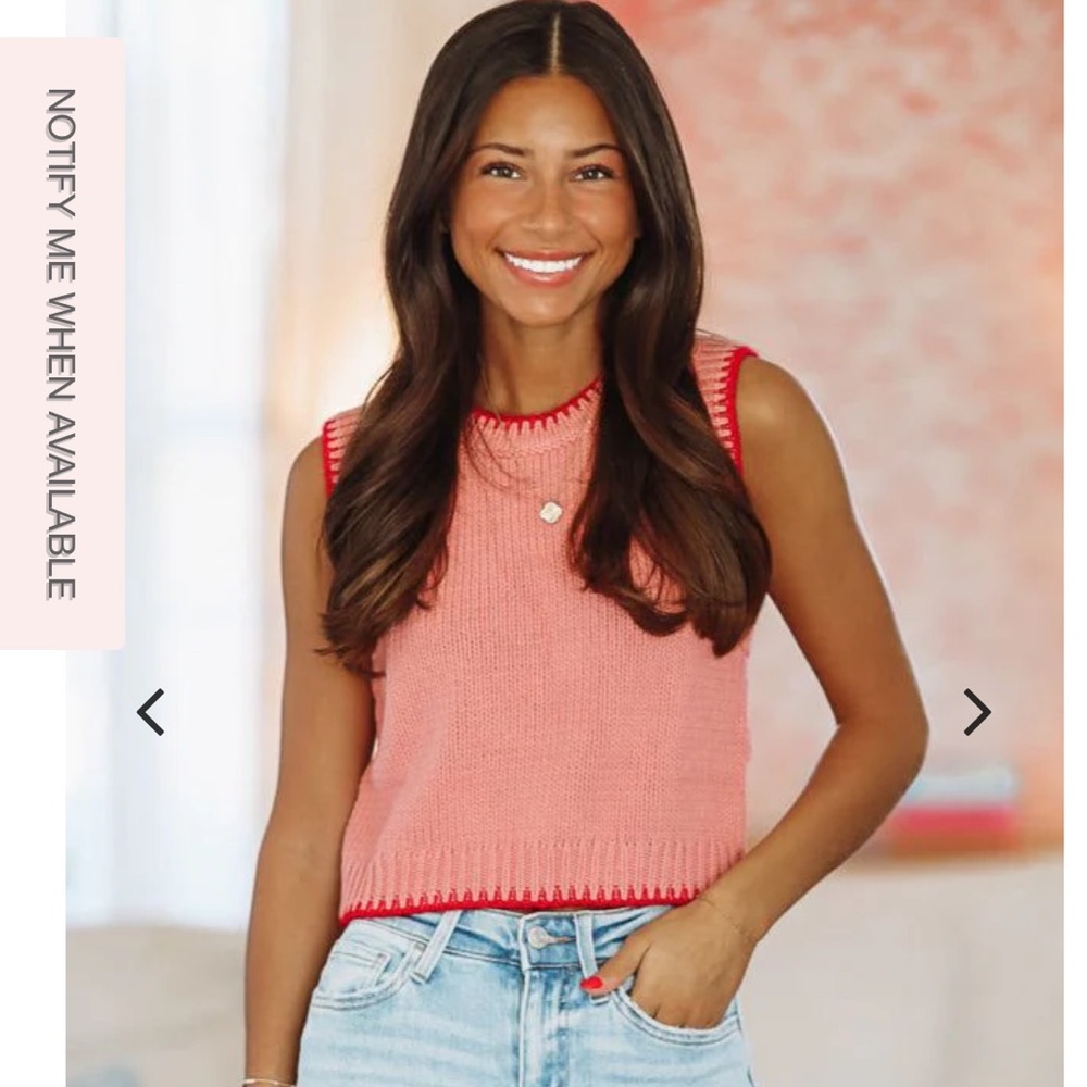 Le Lis Pink and Red Knit Sweater Vest